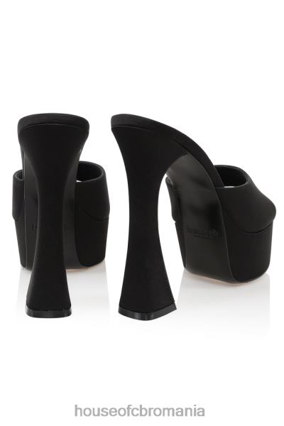 pantofi House of CB alessandra satin negru cu platforma catâri X4F681065