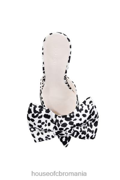 pantofi House of CB muli cu arc supradimensionat cu imprimeu dalmatian beaubelle X4F681110