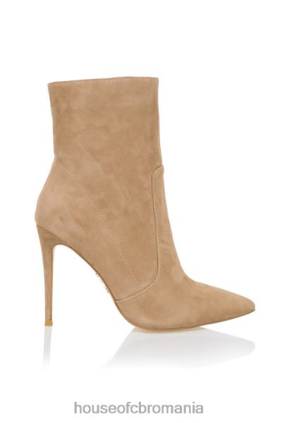 pantofi House of CB Botine stiletto din piele intoarsa serpenti tan X4F681121