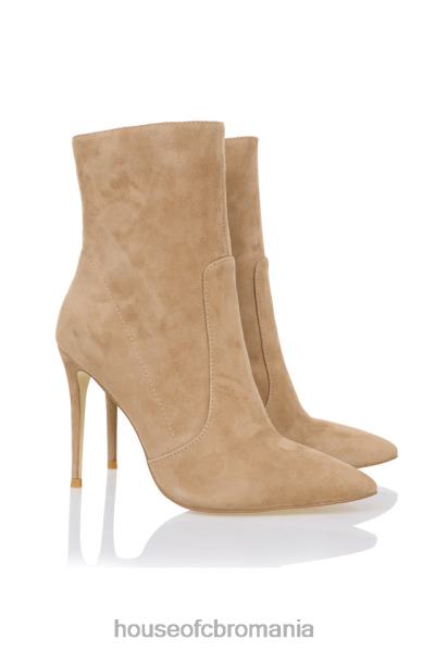 pantofi House of CB Botine stiletto din piele intoarsa serpenti tan X4F681121