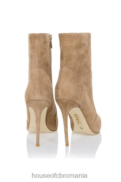pantofi House of CB Botine stiletto din piele intoarsa serpenti tan X4F681121