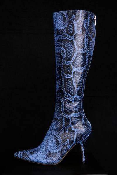 pantofi House of CB cizme până la genunchi din piele cu imprimeu albastru royale X4F681070