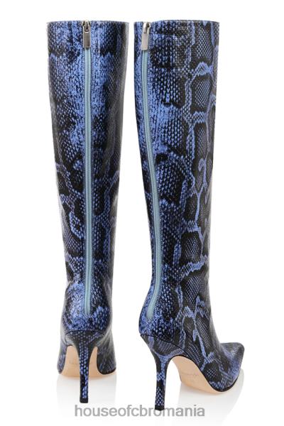 pantofi House of CB cizme până la genunchi din piele cu imprimeu albastru royale X4F681070