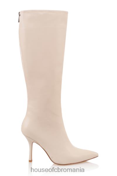 pantofi House of CB cizme până la genunchi royale crem piele X4F681072