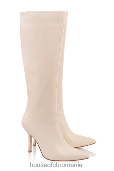pantofi House of CB cizme până la genunchi royale crem piele X4F681072
