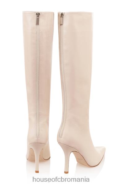 pantofi House of CB cizme până la genunchi royale crem piele X4F681072