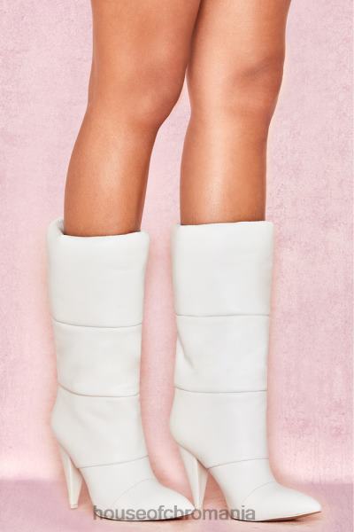 pantofi House of CB cizme puffa din piele albă fenomen X4F681113