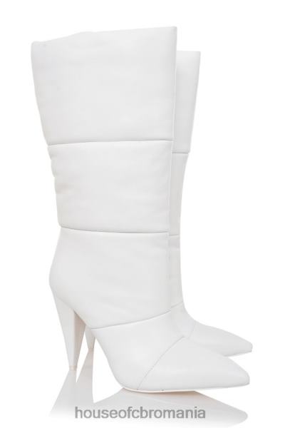 pantofi House of CB cizme puffa din piele albă fenomen X4F681113