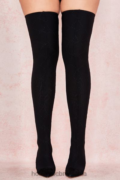 pantofi House of CB escape cizme cu ochiuri negre cu monogramă X4F681088