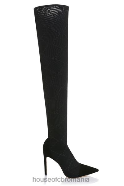 pantofi House of CB escape cizme cu ochiuri negre cu monogramă X4F681088