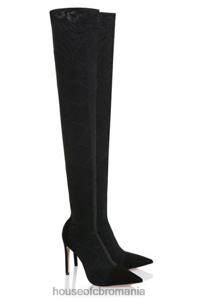 pantofi House of CB escape cizme cu ochiuri negre cu monogramă X4F681088