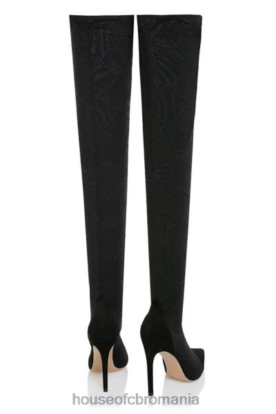 pantofi House of CB escape cizme cu ochiuri negre cu monogramă X4F681088