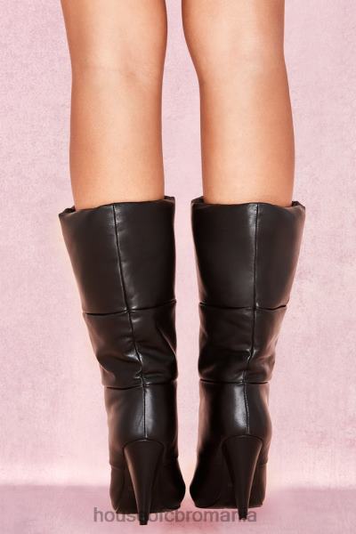 pantofi House of CB phenomenon cizme puffa din piele neagra X4F681114