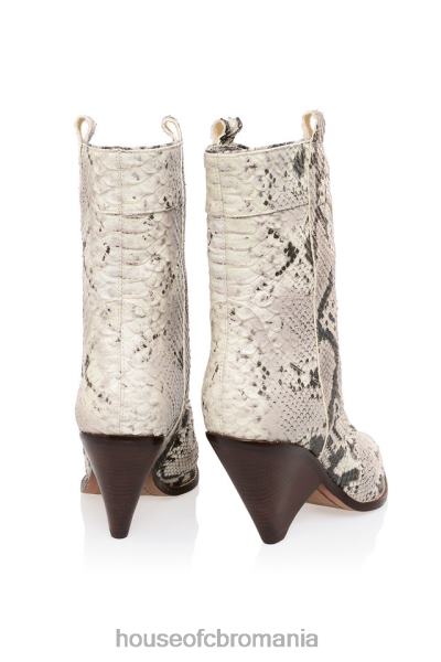 pantofi House of CB terra alb gri piele cizma de cowboy la gambe joase X4F681108