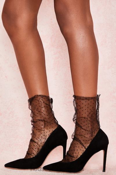 pantofi House of CB pantof șosetă vamos negru din tul X4F681087