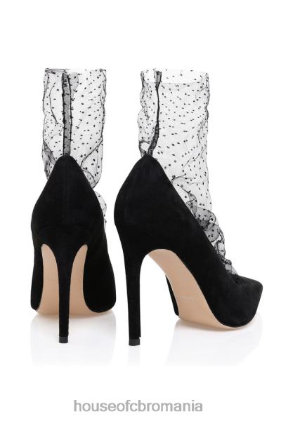 pantofi House of CB pantof șosetă vamos negru din tul X4F681087