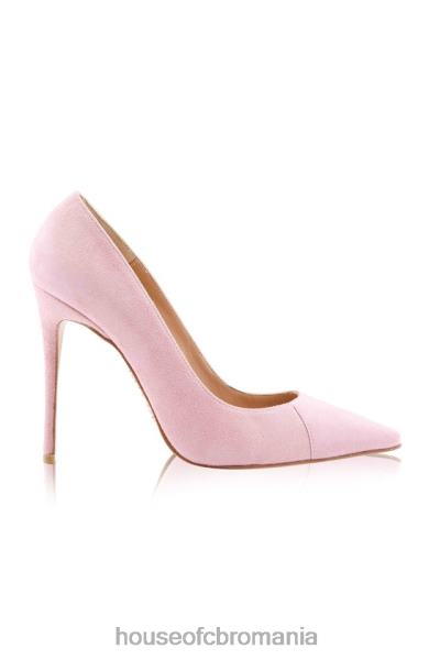 pantofi House of CB tocuri ascuțite paris de 5\' din piele intoarsa roz X4F681129