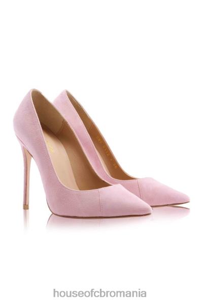 pantofi House of CB tocuri ascuțite paris de 5\' din piele intoarsa roz X4F681129