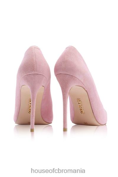 pantofi House of CB tocuri ascuțite paris de 5\' din piele intoarsa roz X4F681129