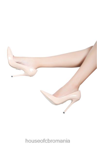 pantofi House of CB pantof cu toc înalt din piele lăcuită paris bej cu vârf ascuțit X4F681136