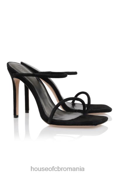 pantofi House of CB desculț sandală de piele de căprioară neagră cu curea subțire X4F681104