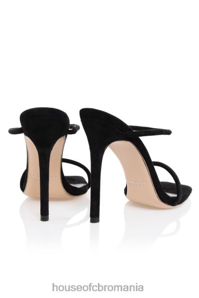 pantofi House of CB desculț sandală de piele de căprioară neagră cu curea subțire X4F681104