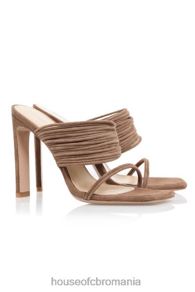 pantofi House of CB sandale cu bretele evangeline mocha cu vârf pătrat X4F681106