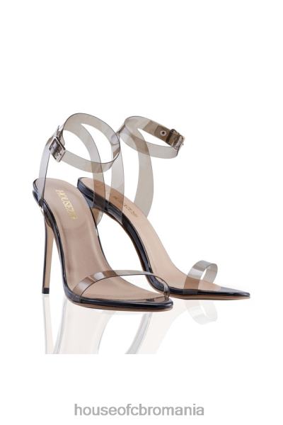 pantofi House of CB sandale din piele cu bretele negre fantoma X4F681120