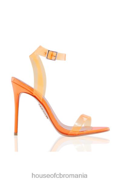 pantofi House of CB sandale din piele cu bretele portocalii neon fantomă X4F681118