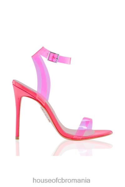 pantofi House of CB sandale din piele cu bretele roz neon fantomă X4F681119