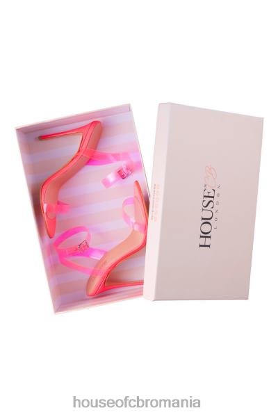 pantofi House of CB sandale din piele cu bretele roz neon fantomă X4F681119