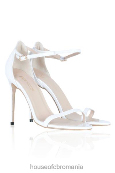 pantofi House of CB sandale marivel din piele lăcuită albă X4F681134