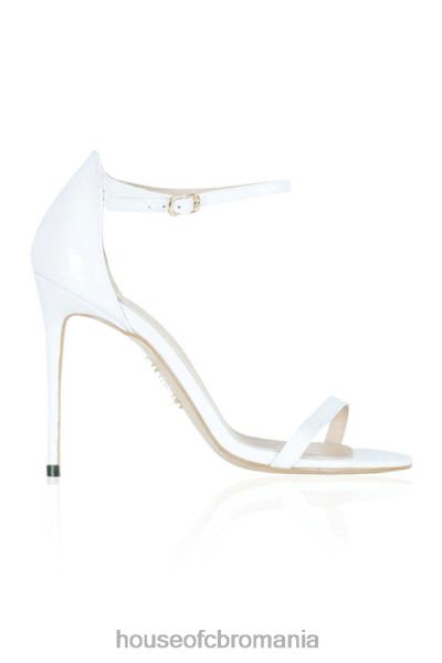 pantofi House of CB sandale marivel din piele lăcuită albă X4F681134