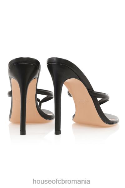 pantofi House of CB sandale tanga cu toc inalt din piele neagra lola X4F681080