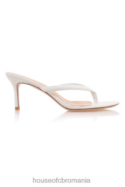 pantofi House of CB sandale tanga cu toc mijlociu din piele albă lola X4F681076