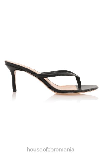 pantofi House of CB sandale tanga cu toc mijlociu din piele neagra lola X4F681077